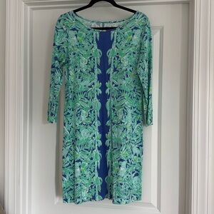 Lilly Pulitzer Tropical Green and Blue Midi Dress